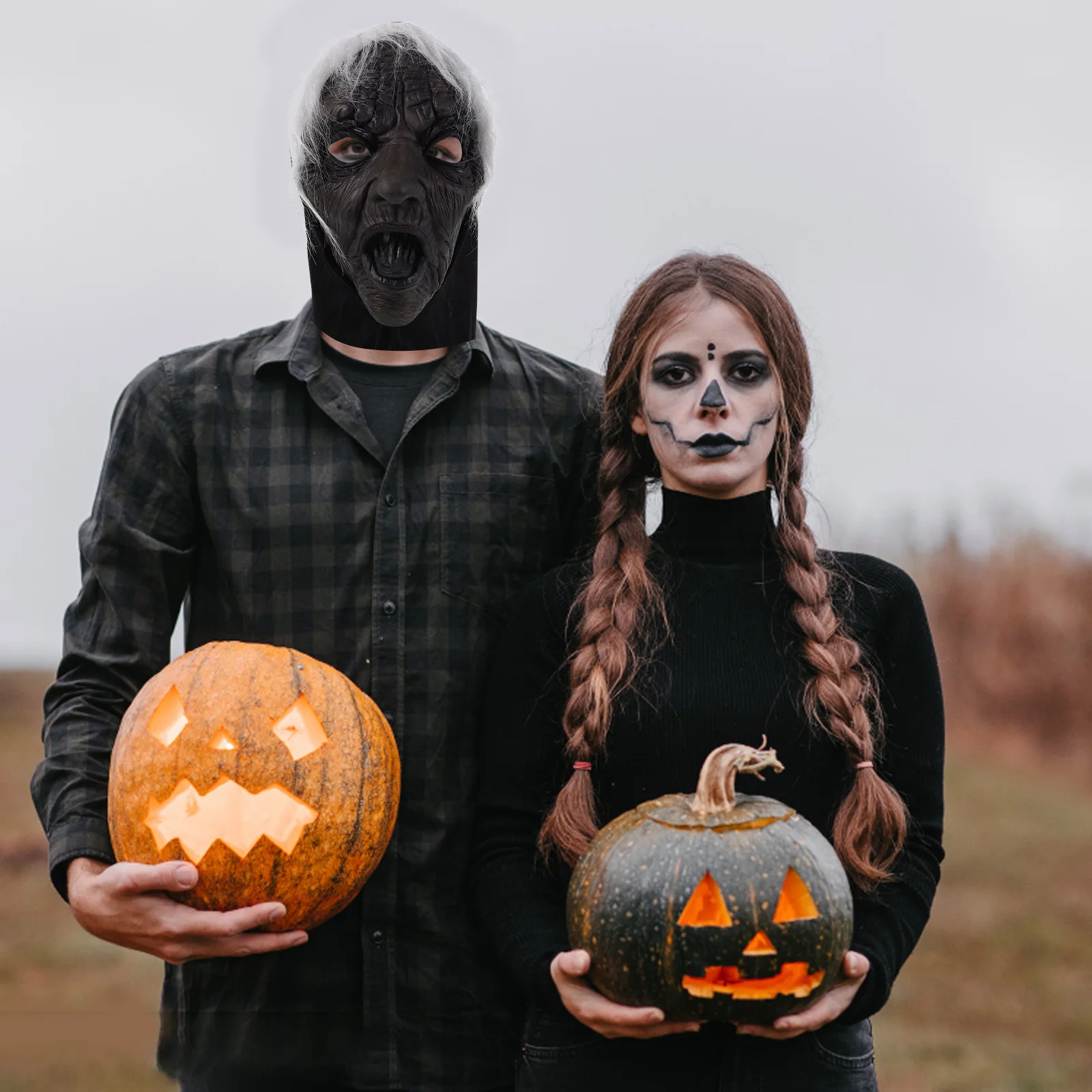 Maschera da strega per adulti Realistica festa di Halloween Costume spaventoso Cosplay Masquerade Wizard Dress Up Mask Maschere spettrali per adulti