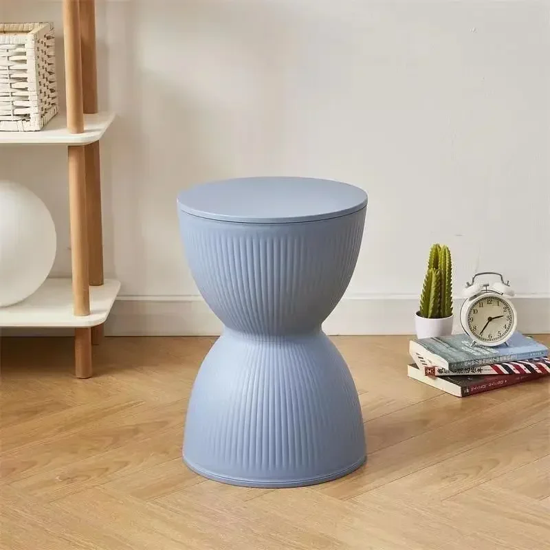 Nordic Hourglass Stool Night Table Creative Shoe Change Stool Night TableThickened Plastic Round Mesa De Noche Home Furniture