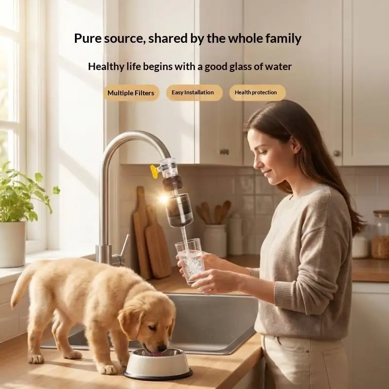 【BA】Titanium Faucet Water Filter Efficient Impurity Removal Durable ABS Body For Home Kitchen Drinking Water Use