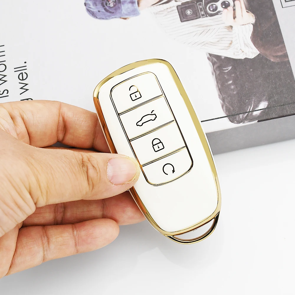 Gold Edge Auto Shell Keyless Fob Holder for Chery Tiggo 8 Pro Tiggo 8plus New 5 plus 7pro Omoda C5 5 FX TPU Car Key Case Cover