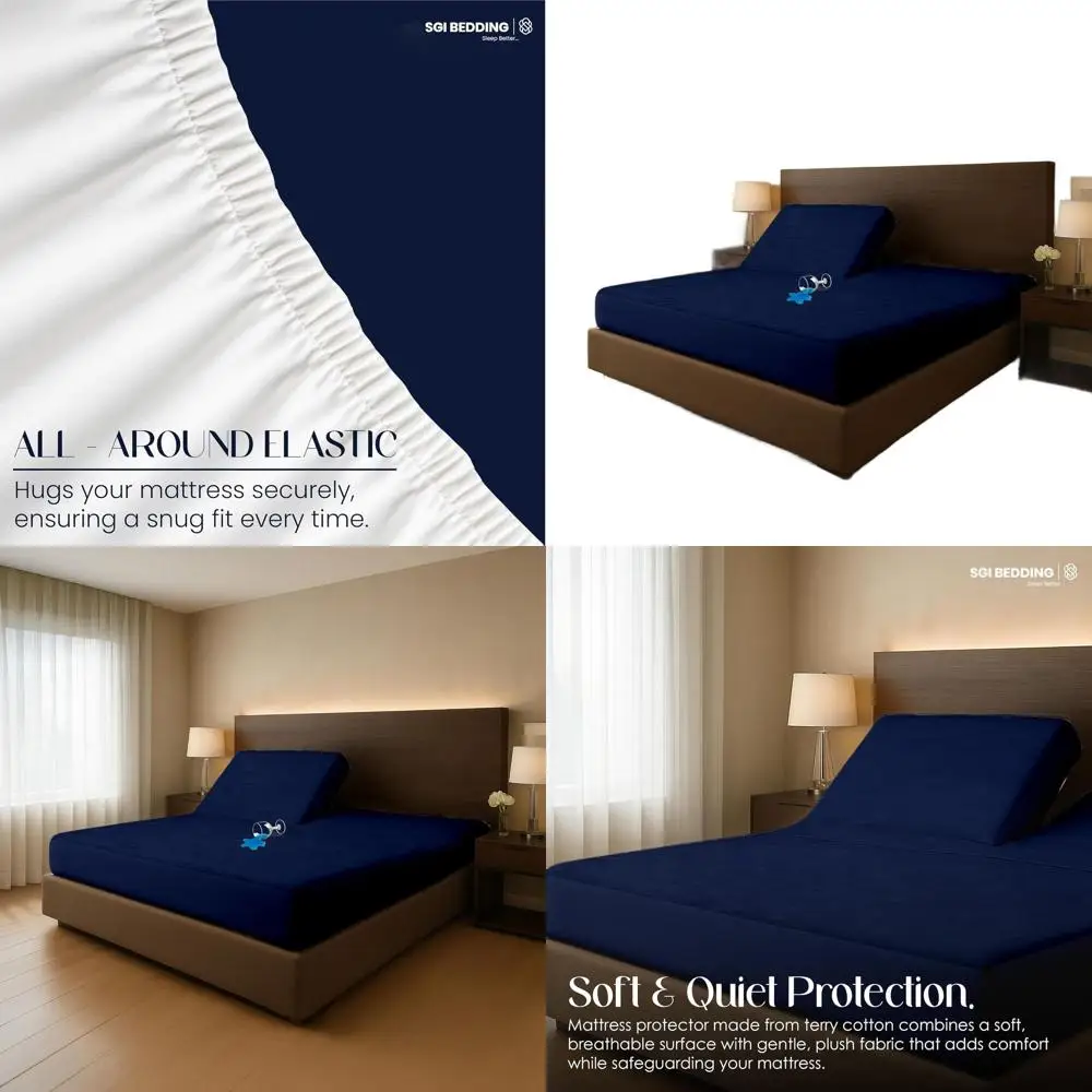 

Водонепроницаемый защитный чехол для матраса размера Queen — 60x80, 34 верх, 18 карманов, мягкая, дышащая, регулируемая кровать, темно-синяя