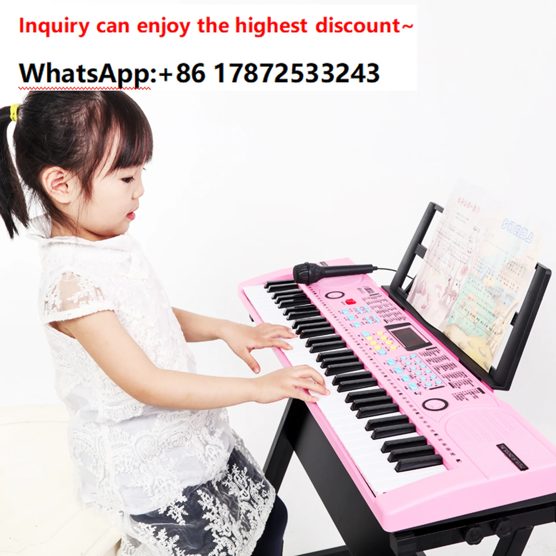 Electronic keyboard for children beginners, 61 key with microphone for girls aged 1-3-6-12, multifunctional toy for baby piano