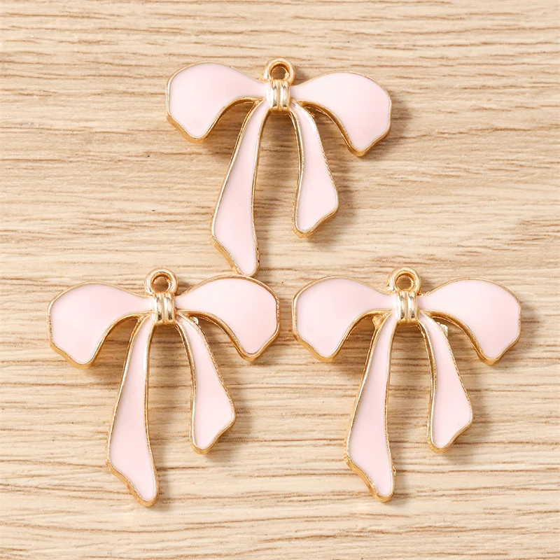 10 Stück niedliche, bunte Emaille-Schleifen-Anhänger zum Basteln von Ohrringen, Halsketten, Armbändern, DIY-Bastelarbeiten und Schmuckzubehör – Detail 6