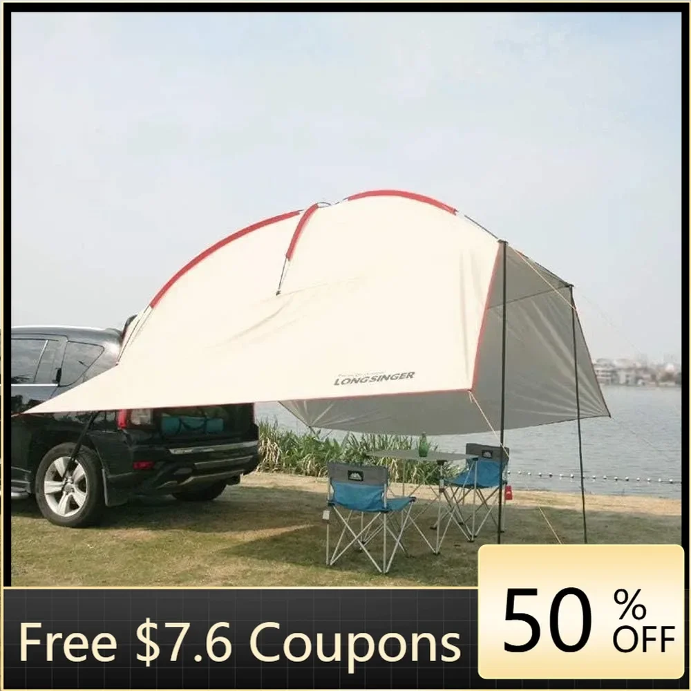 

Portable Auto Canopy Camper Trailer Sun Shade for Camping Shelter Shade Awning Tent With Both Sides Awnings Freight free