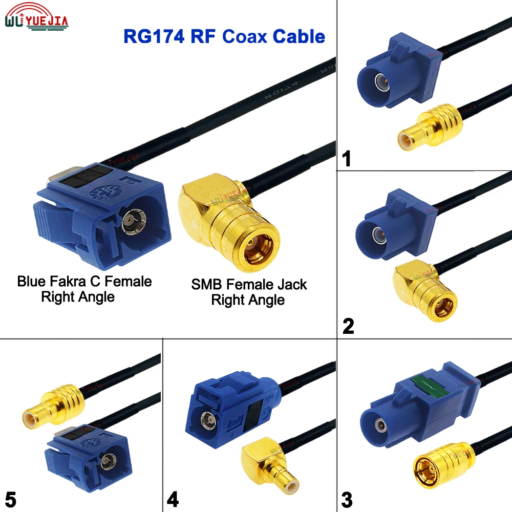 

Blue Fakra to SMB Type RG-174 Cable Fakra Code C Male / Female to SMB Male Plug Female Jack 50 ohm Connector RF Coaxial Cable