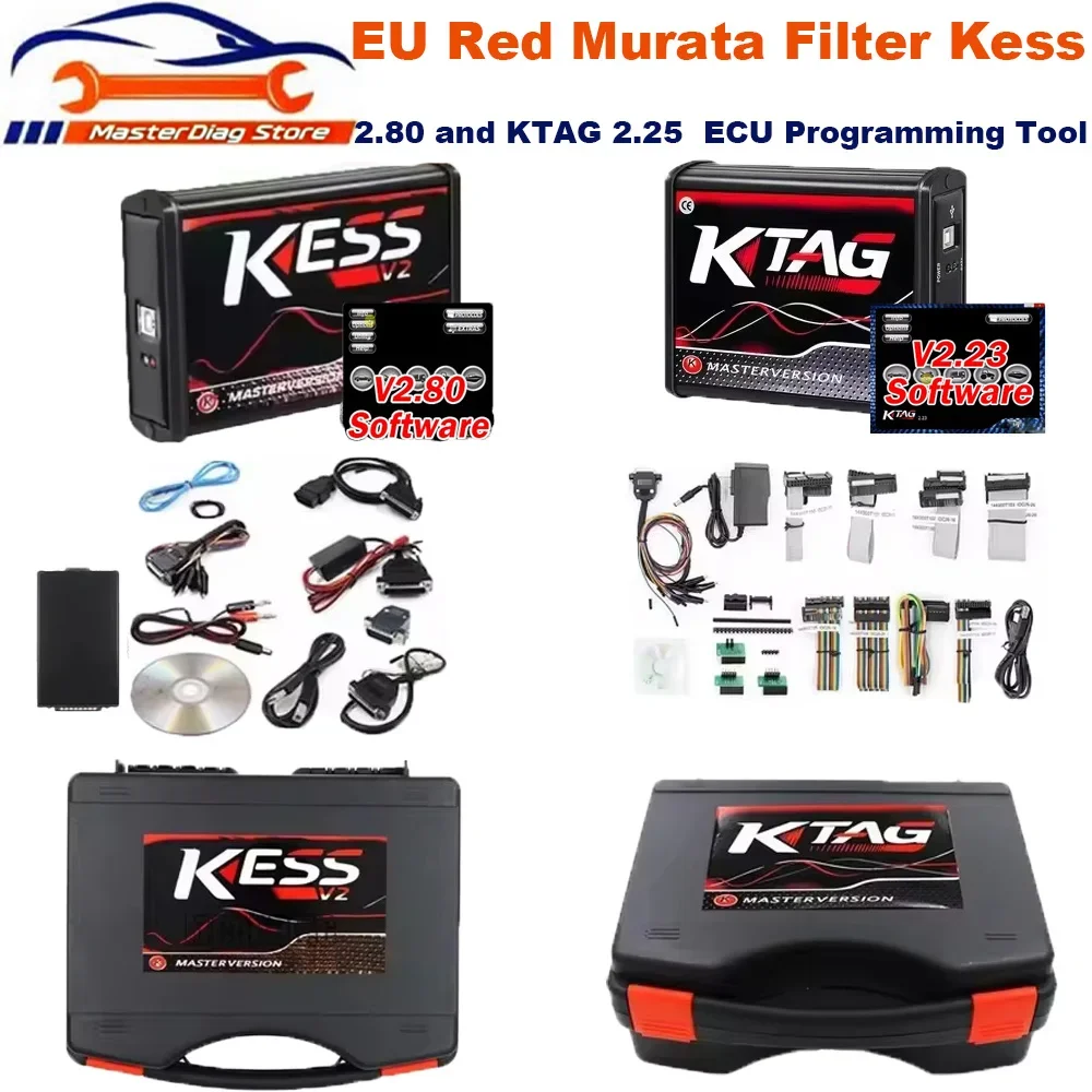 Kess V2 V2.08 V5.017/KTAG/OBD2 V7.020, BDM Master ECU Programming Tuning Tool UE Version Firmware for Cars/Trucks Red PCB