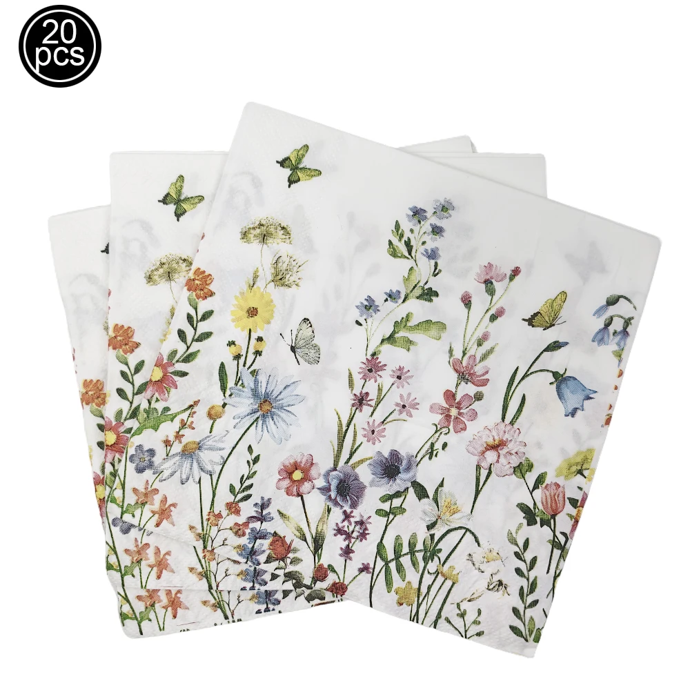 Frühling Wildblume Geschirr Mädchen Geburtstag Tischdekorationen Pappteller Tasse Serviette Kuchen Dekor Schmetterling Floral Baby Shower Party – Detail 4