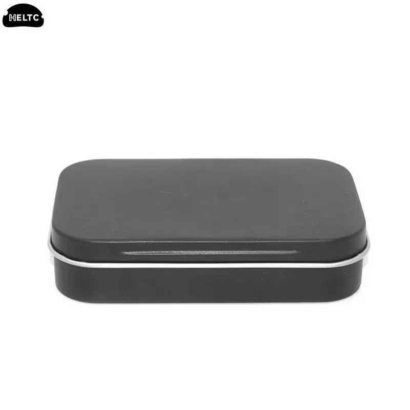 1PCS Small Empty Metal Tin Silver Black Rectangular Flip Storage Box Case Organizer for Money Coin Candy Key Container Jar Cans