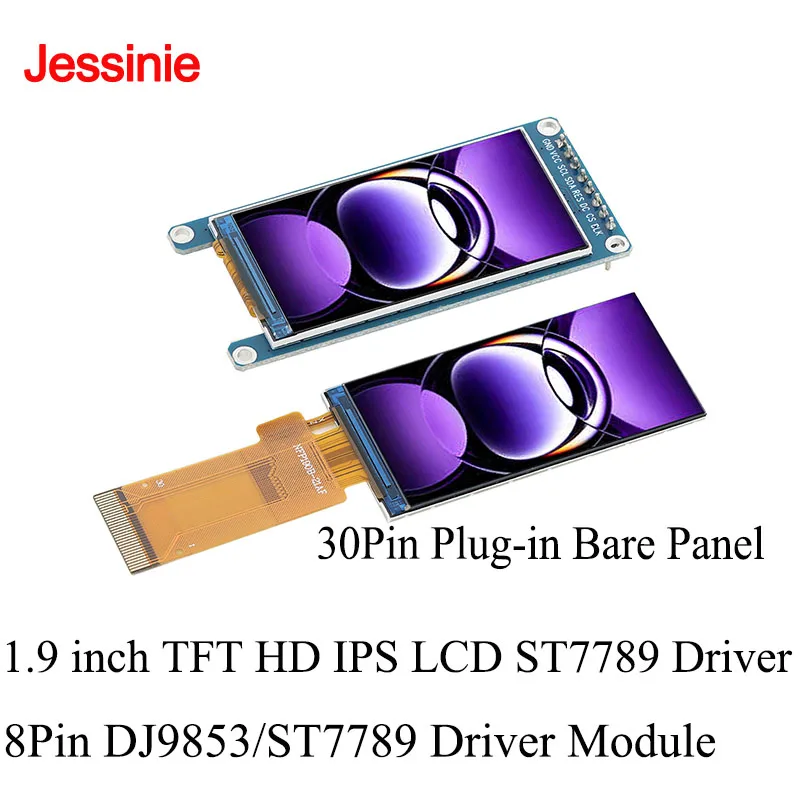 1.9 inch TFT HD IPS LCD Display ST7789 Driver 1.9'' SPI Serial Interface Module 170x320 Full Color Bare Screen 30Pin Plug-in