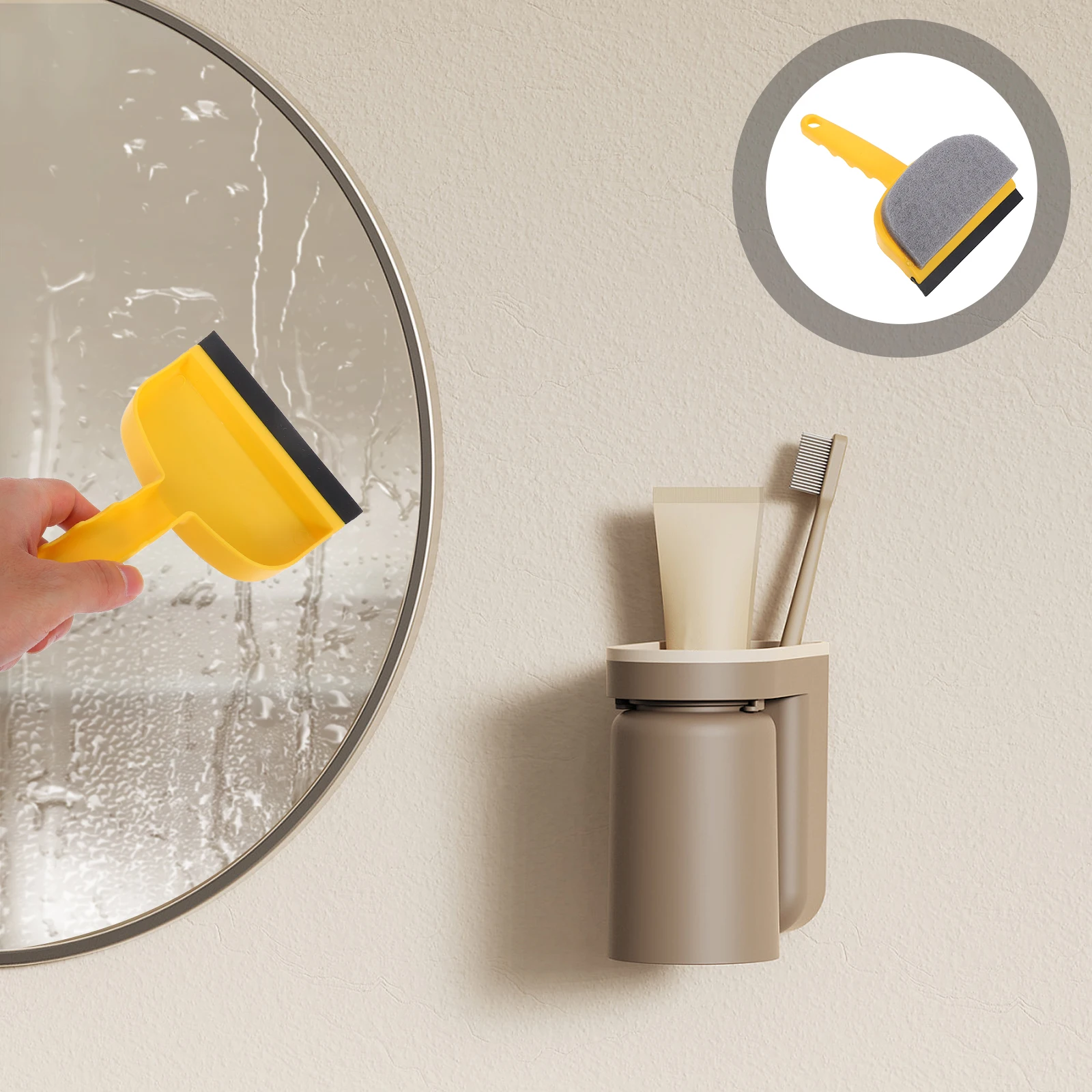 

Silicone Squeegee Compact Water Wiper Bathroom Mirror Cleaner Shower Glass Door Scraper Scratch Resistant Durable Window