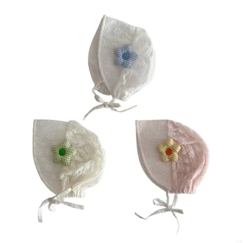 

F19F Summer Baby Hat Soft & Breathable Fetal Caps Infants Wide Brimmed Bonnet Hats