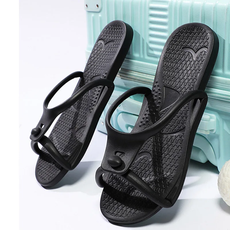 Summer Folding Slippers Men EVA Flip-Flops Women Trip Travel Portable Slippers Home Hotel Couple Bathing Slides Soft Beach Shoes