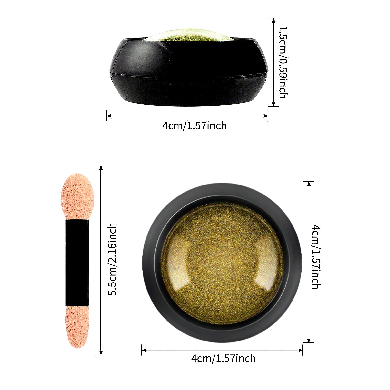 Goldener Spiegel-Chrom-Nagelpuder mit Metalleffekt, Nagelglitter mit Schwammstab, DIY Nagelkunst, Salon-Maniküre-Dekorationspigment – Detail 7