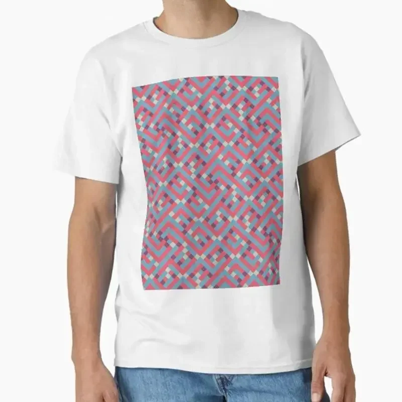 Geometric Labyrinth Red And Blue Classic T Shirt