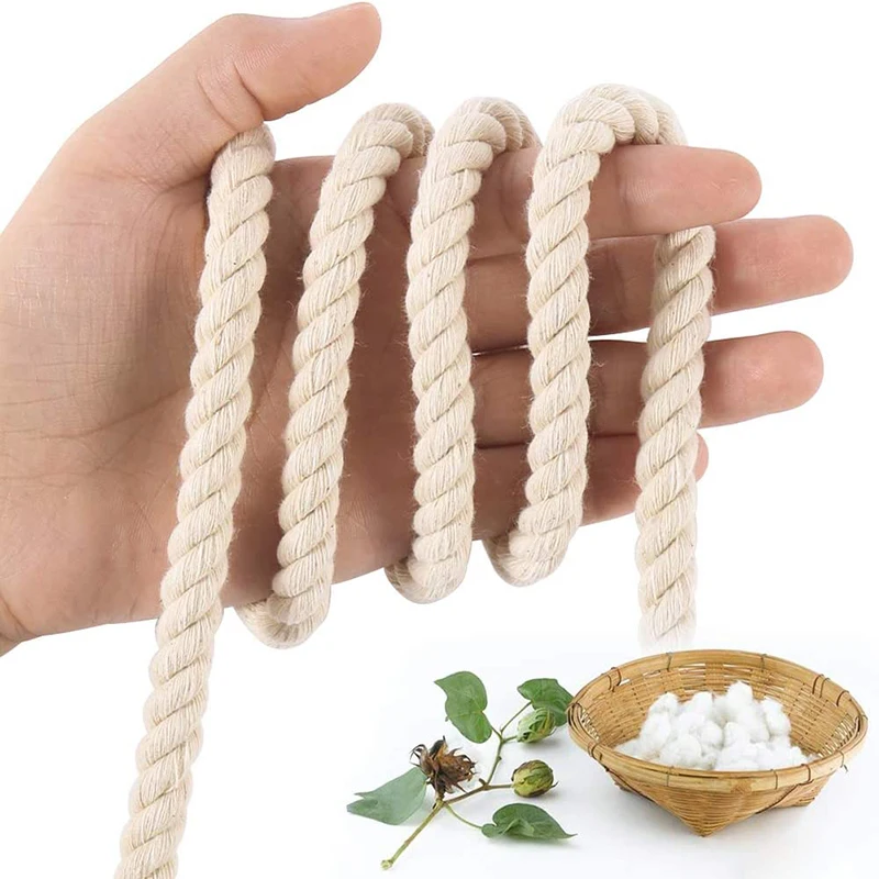 Macrame Cord 3Strands Twisted Cord Natural Cotton Macrame Rope for Crafts Wall Hanging Plant Hangers Gift Wrapping Wedding Decor