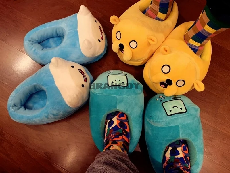 2024 Hot Women indoor Slippers Adventure Time Slippers Lovers Jake Warm Woman Slippers Finn Plush Shoes Home House Slippers