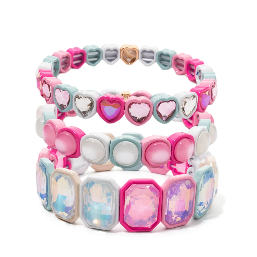 BEUTIFOR Eisfarben-Kristall-Emaille-Armband-Sets für Frauen, handgefertigter bunter, mehrschichtiger Wickelperlen-Armreif – Detail 4