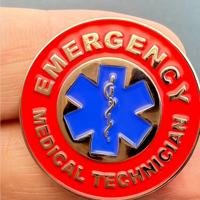 Emergency Medical Technician Flag Metal Soft Enamel Lapel Badge Pins Brooches