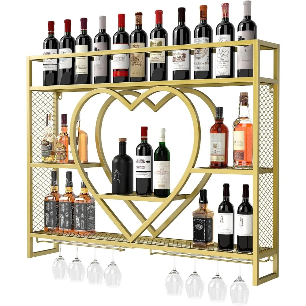 

Настенная стойка, сборка не требуется. Плавающие барные полки с держателем для бокалов. Подвесная промышленная полка для спиртных напитков.