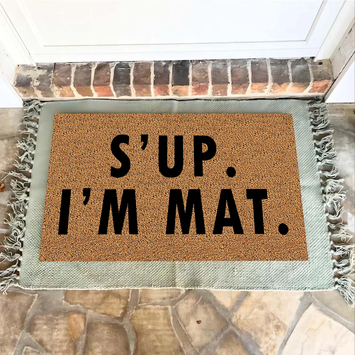 

S'UP I'M MAT Doormat Outdoor Anti-Slip Rubber for Entryway Indoor Front Porch Decor Rug Welcome Funny Door Mat