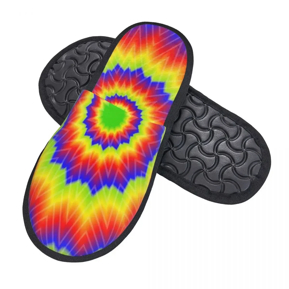 Indoor Psychedelic Optical Illusion Background Warm Slippers Winter Home Plush Slippers Fashion Home Soft Fluffy Slippers