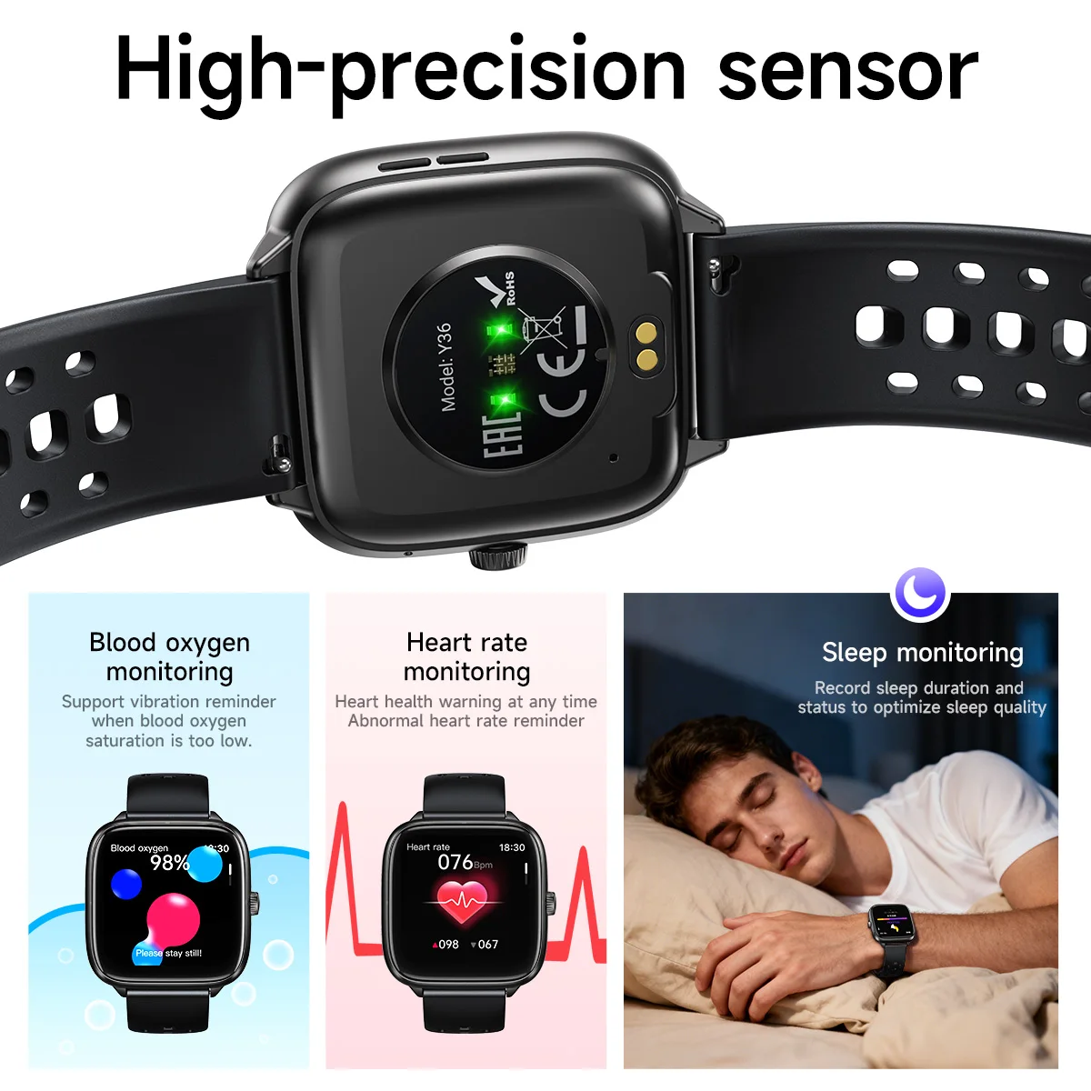 HOCO Y36 1.72 inch TFT Touch Screen Call Version Smart Watch Heart Rate Sleep Oxygen Sport Monitoring Smartwatch IP67 Waterproof view 2