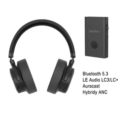 eppfun LC3 LE Audio Wireless Bluetooth 5.3 Hybrid Active Noise Cancelling Headphones with Over Ear,Auracast for TV Gaming S24