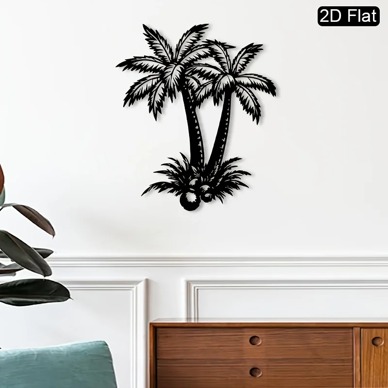 Brand Retro Tropical Palm Tree Iron Metal Wall Art Rustproof Weatherproof For Indoor Outdoor Home Living Room Balcony Patio Deco
