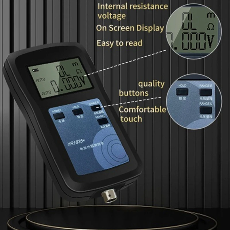YR1035+ 4-Wire LithiumBattery Internal Resistance Tester 100VBattery Internal Ohm Meter for Ni- Ni-CD Li-Ion Battery,A-A50M