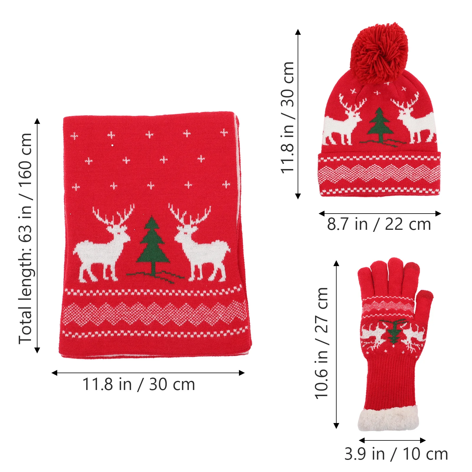 

1 set Christmas Knit Hat Scarf Gloves Set Women Ski Accessories Warm Winter Accessories Soft Comfortable Lightweight