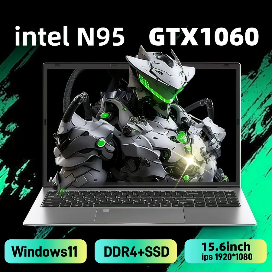 15.6 "intel N95 GTX1060 laptop da gioco computer portatile notebook pc 32 GB DDR4 1 TB SSD Windows11 laptop Gamer tastiera retroilluminata