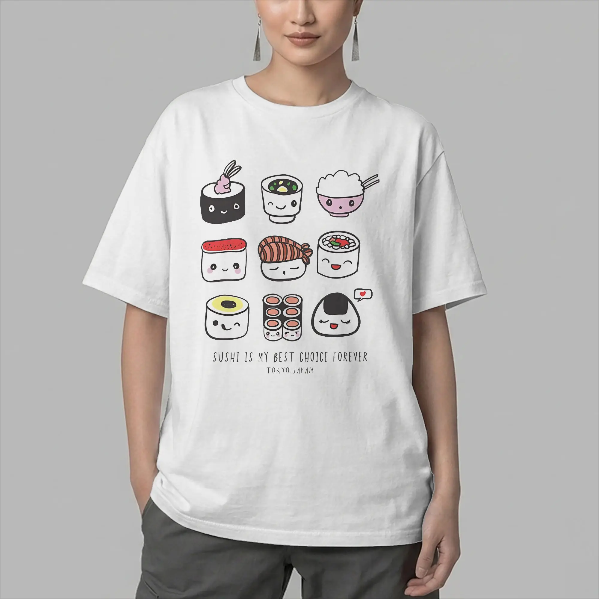 Novelty Best Choice Sushi Cute Food T-Shirts for Men Crewneck Cotton T Shirt  Short Sleeve Tee Shirt Summer Tops