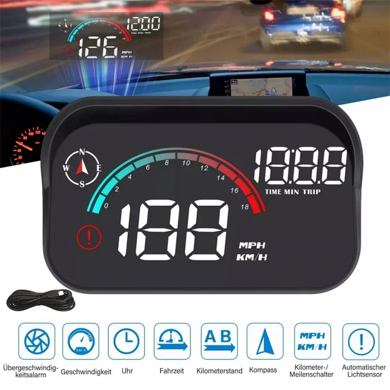 

Универсальный проекционный дисплей, автомобильный цифровой GPS-спидометр, экран проектора, приборная панель, одометр с сигнализацией превышения скорости для всех автомобилей