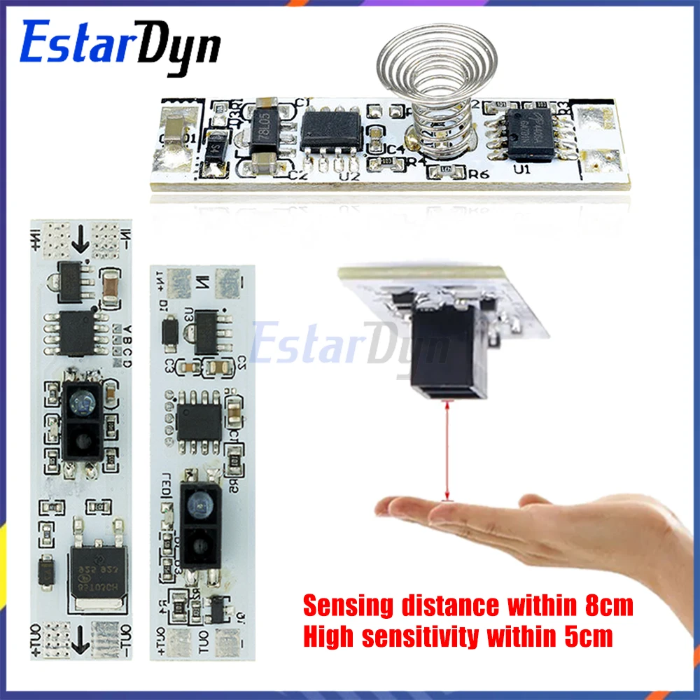 Smart Gesture Induction Switch Module 5V-12V-24V 72W Max for Cabinet Wardrobe Shoe Cabinet LED Lights Touchless Control
