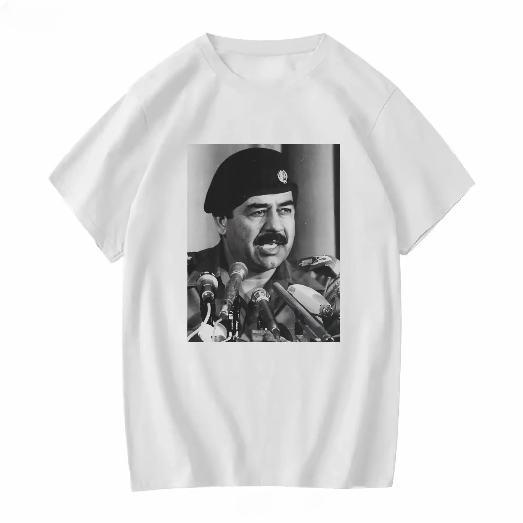 2026VINTAGE SADDAM HUSSEIN T SHIRT TEE PICTURE PHOTO Old Historical Iraq Gray 1700 Vintage Breathable Top for Everyday Wear