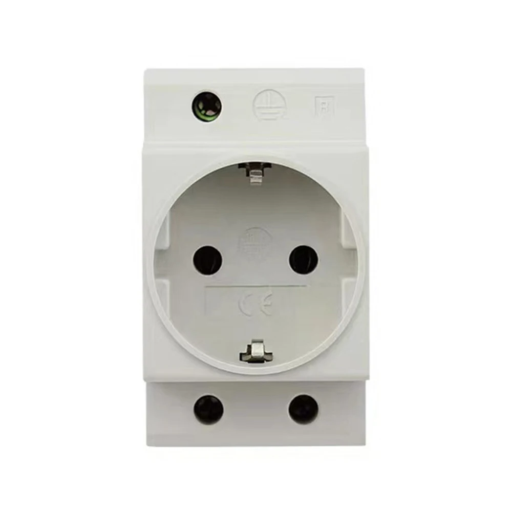 For Residential General Purpose Industrial AC Power Socket Plug CNC Din Rail 35mm Modular Mount 16A 220V AC Connector EU Socket