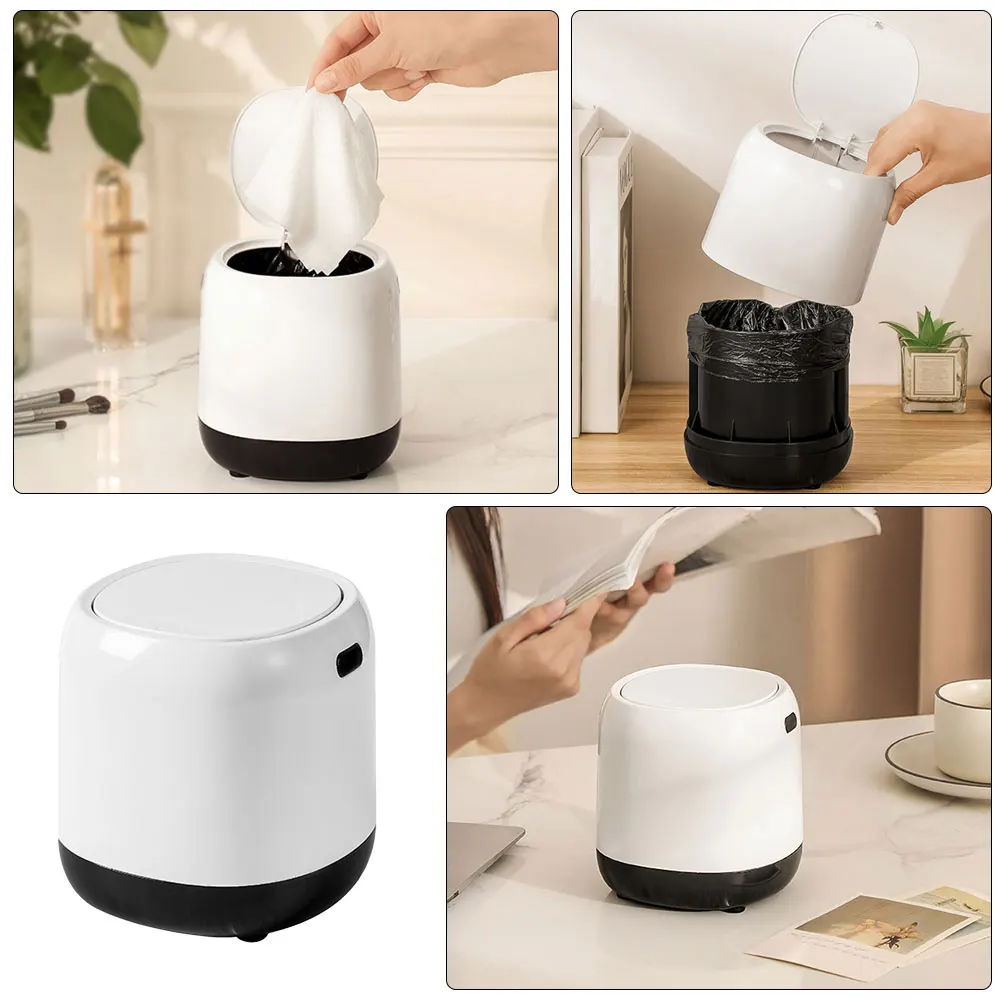 

Mini Trash Can Desktop Garbage Bin Lid Kitchen Waste Paper Container Bathroom ganizer Reusable Plastic Small Size Home Office