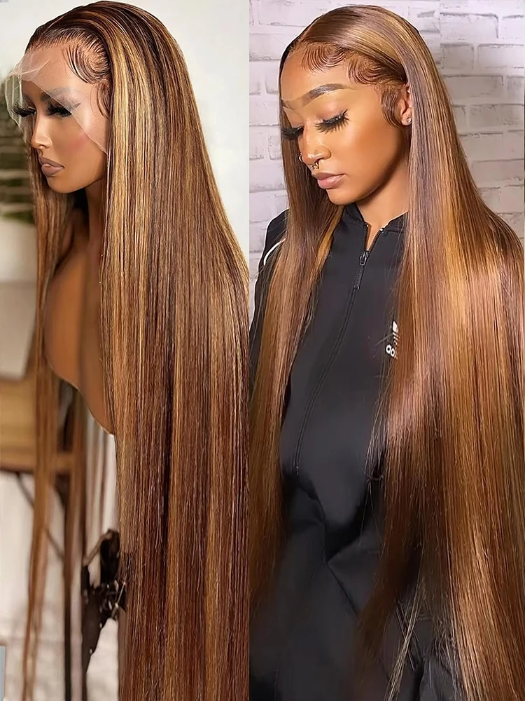 

4/27 хайлайтер 13x6 Hd кружевные передние парики человеческие волосы натуральные волосы предварительно выщипанные 30 дюймов 13x4 светлый цвет прямой кружевной передний парик