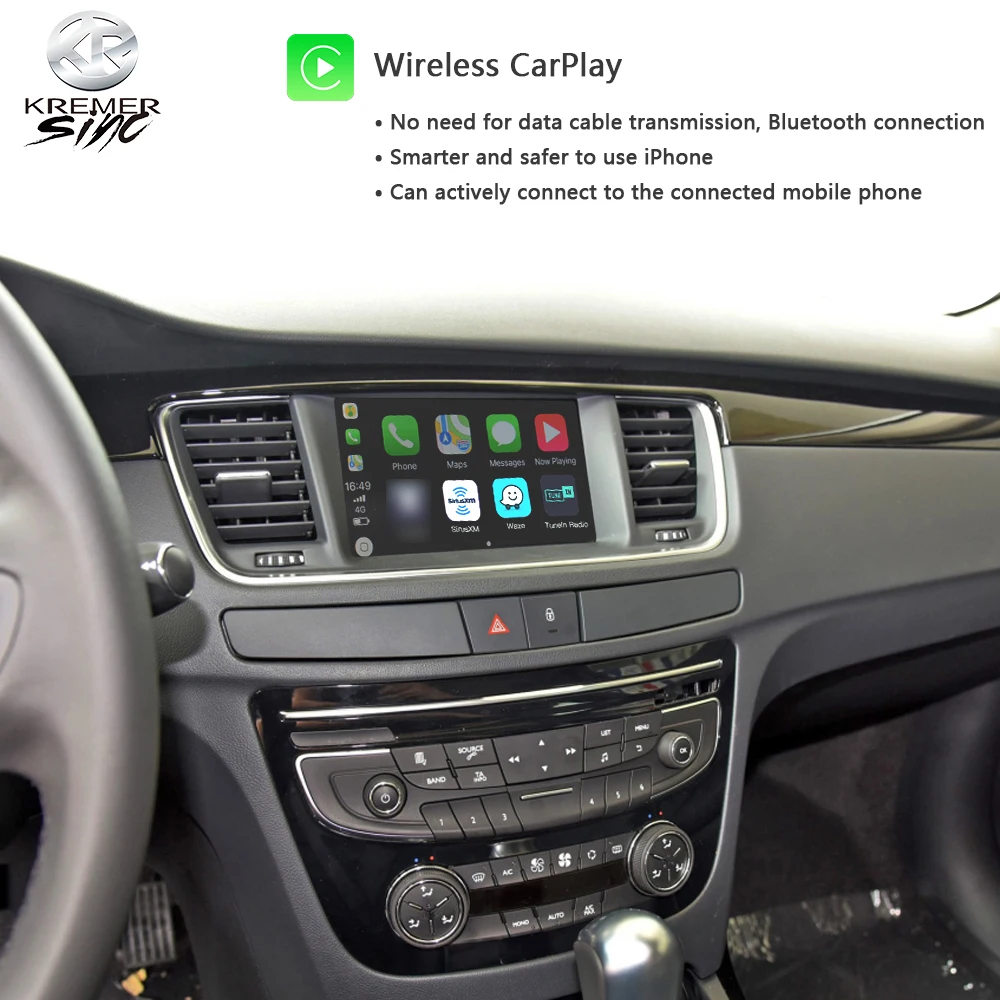 Wireless CarPlay AndroidAuto Retrofit Box for Peugeot kSmart auto Wireless CarPlay for Peugeot 508 13-16 model