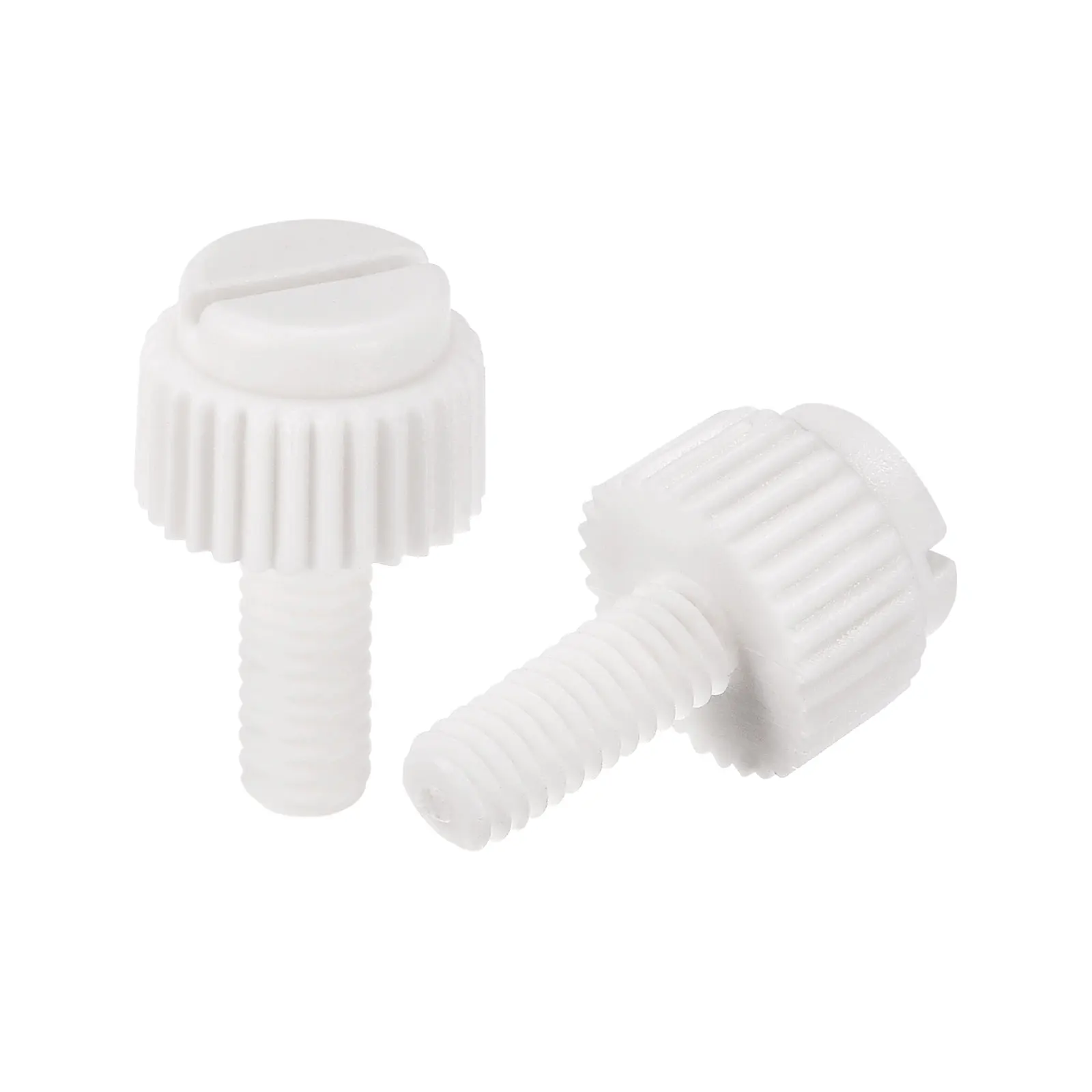20-100Pcs Plastic Machine Screws M4 M5 M6 M8 PP Slotted Knurled Fasteners Bolts for Electronics, Communications, White