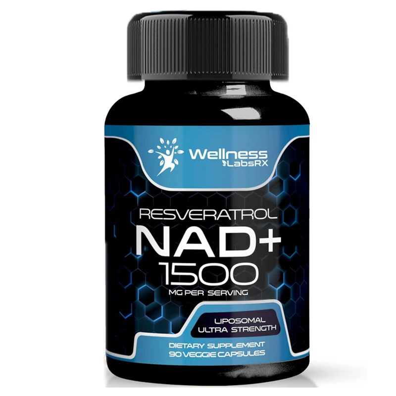 Liposomal NAD supplement vegetarian capsule, 1500mg containing resveratrol to support cellular health, healthy aging