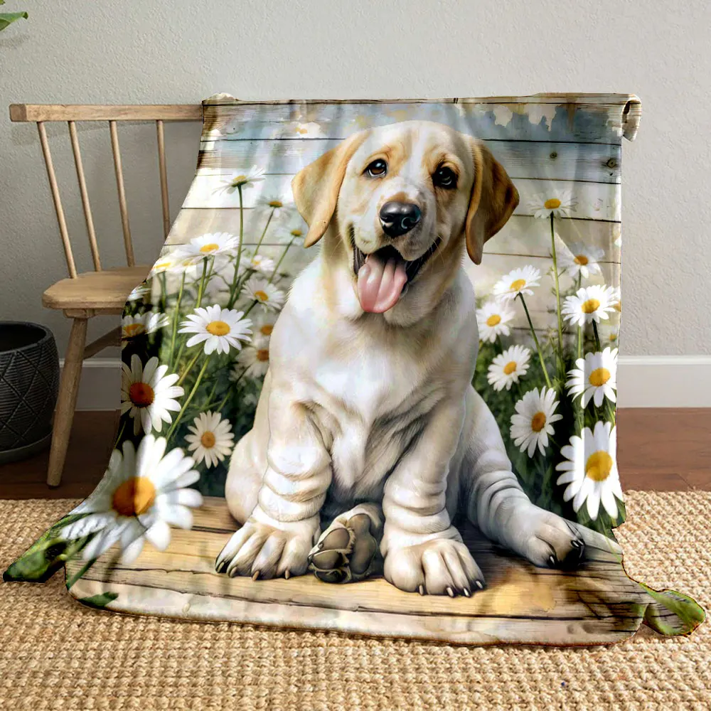 Animals against a backdrop of wooden flowers Printed Blanket, All-Season Multi-Use for Nap Camping Travel Car Sofa Multi-Size