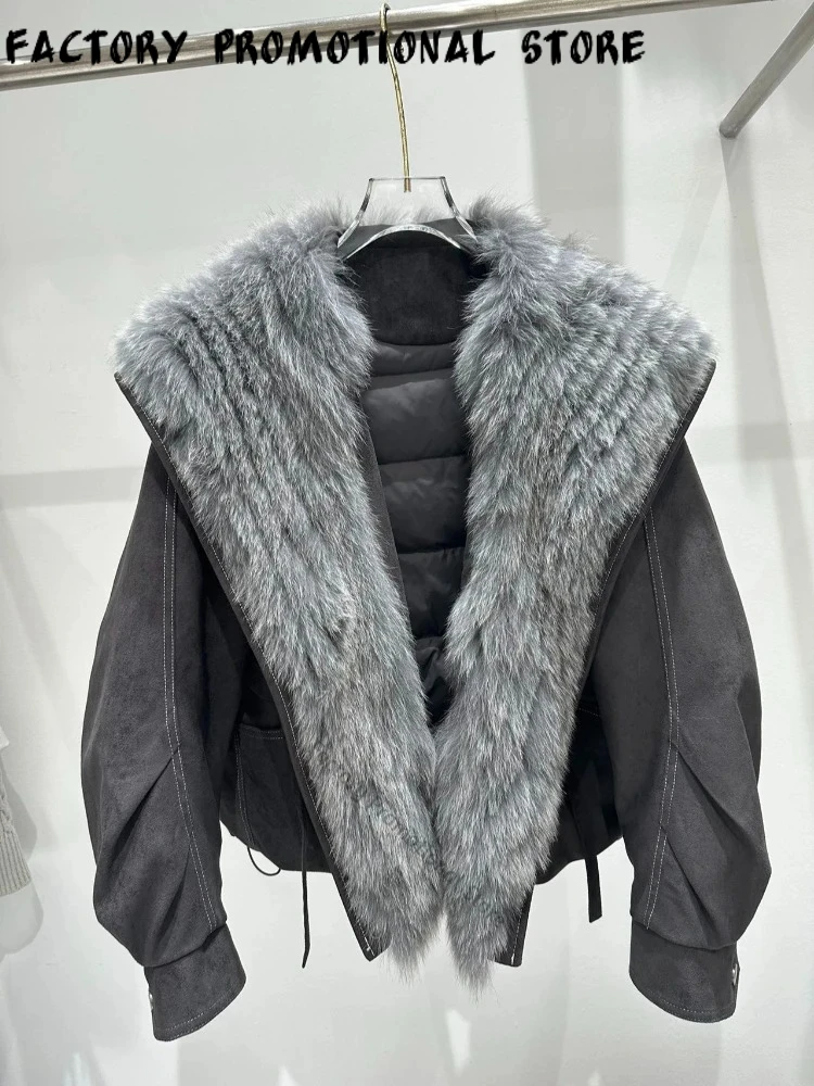Women Fur Coat Cropped Plush Jacket Large Fur Collar Fashion Outerwear Soft Texture Ultra Warm for Winter Daily Street Occasions