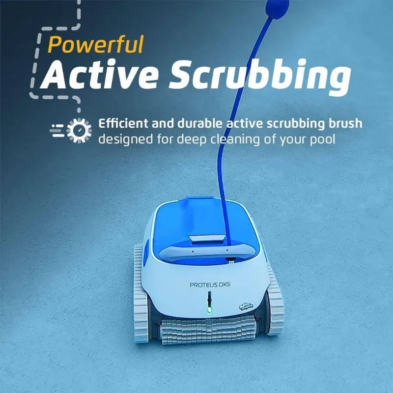 Dolphin Proteus DX5i Wi-Fi Automatic Robotic Pool Vacuum Cleaner, Wall Climbing, Waterline Scrubber Brush, Ideal