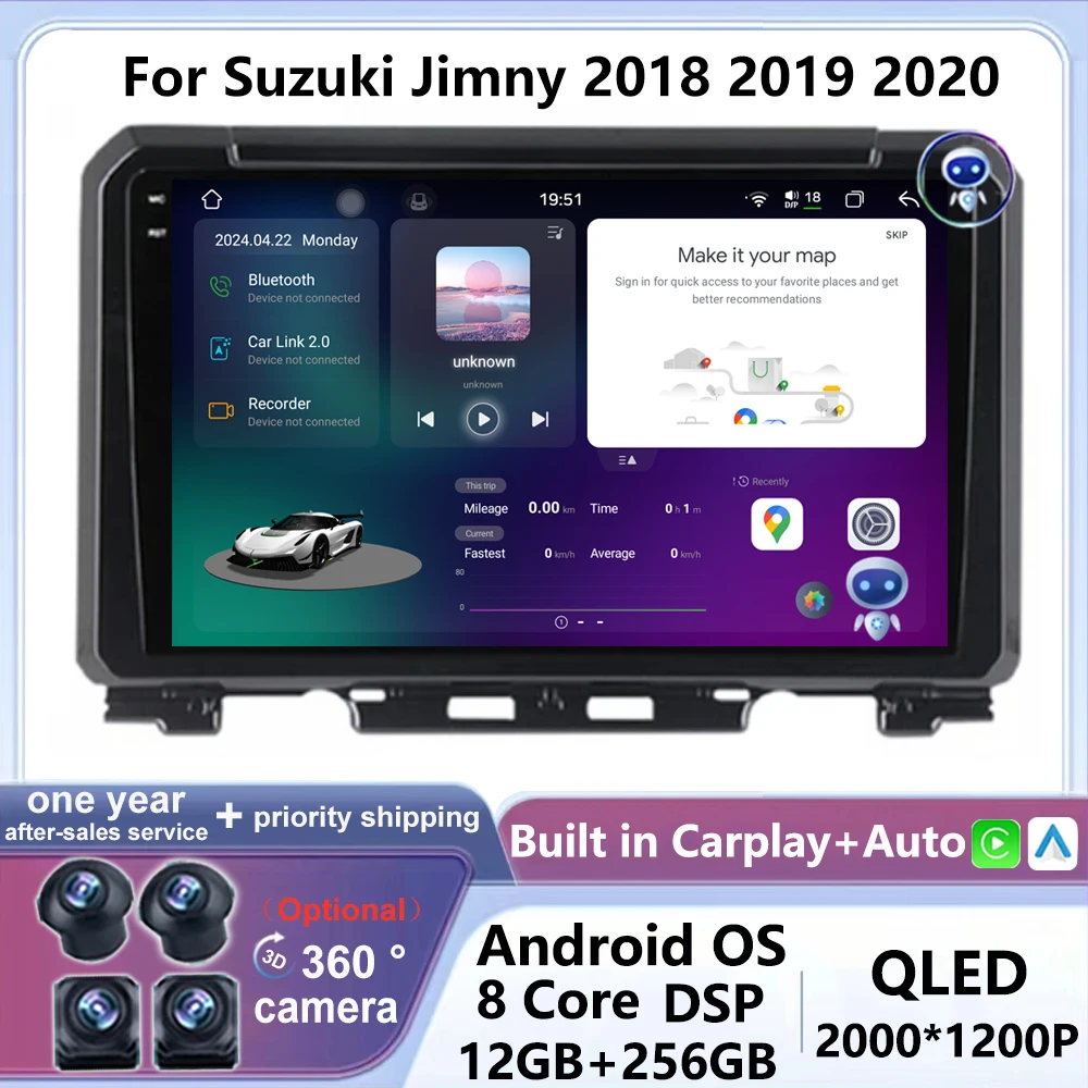 

5G WIFI DSP Carplay Auto Android 14 For Suzuki Jimny 2018 2019 2020 Car Radio 360 Camera Multimedia Video Player Navigation GPS