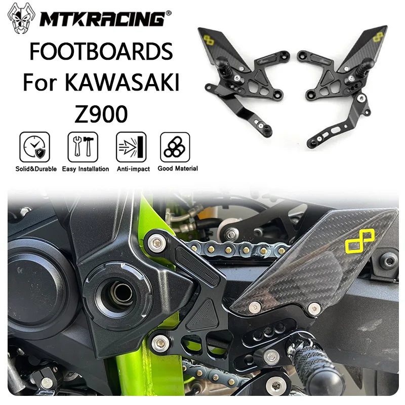 

ФУТБОЛКА MTKRACING для KAWASAKI Z900 Z 900 2017-2020, задние комплекты, увеличенная педаль, регулируемые задние комплекты, подножки, рычаг переключения передач, тормозной комплект