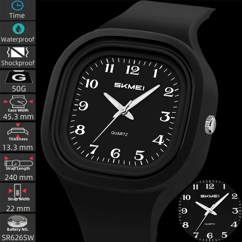 

Skmei унисекс кварцевые водонепроницаемые часы простой стиль силиконовый ремешок аналоговый дисплей молодые студенческие модные наручные часы