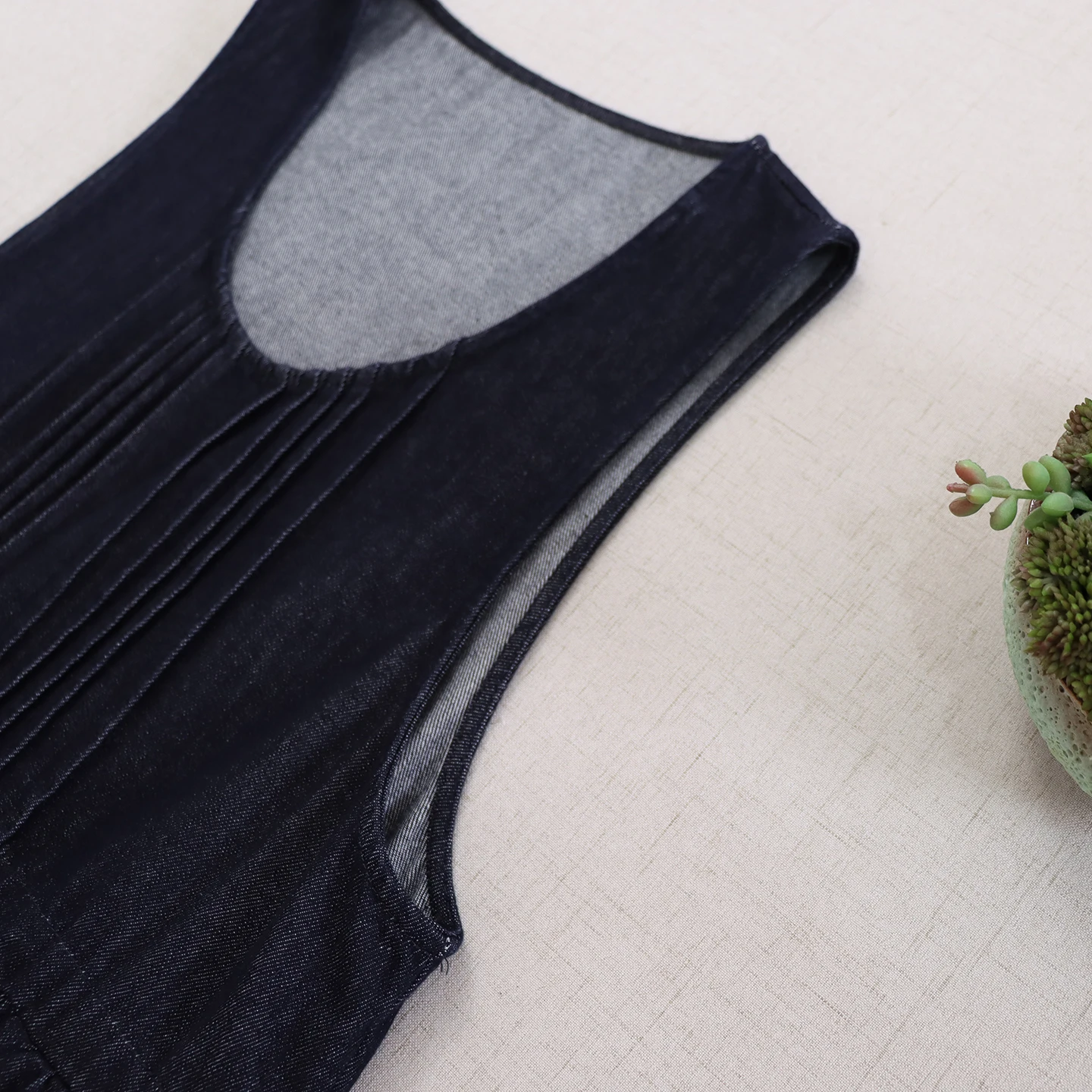 Abito in denim senza maniche con canotta vintage giapponese Mori Girl Donna Autunno O-Collo con coulisse in vita Abito casual con camicette midi allentate