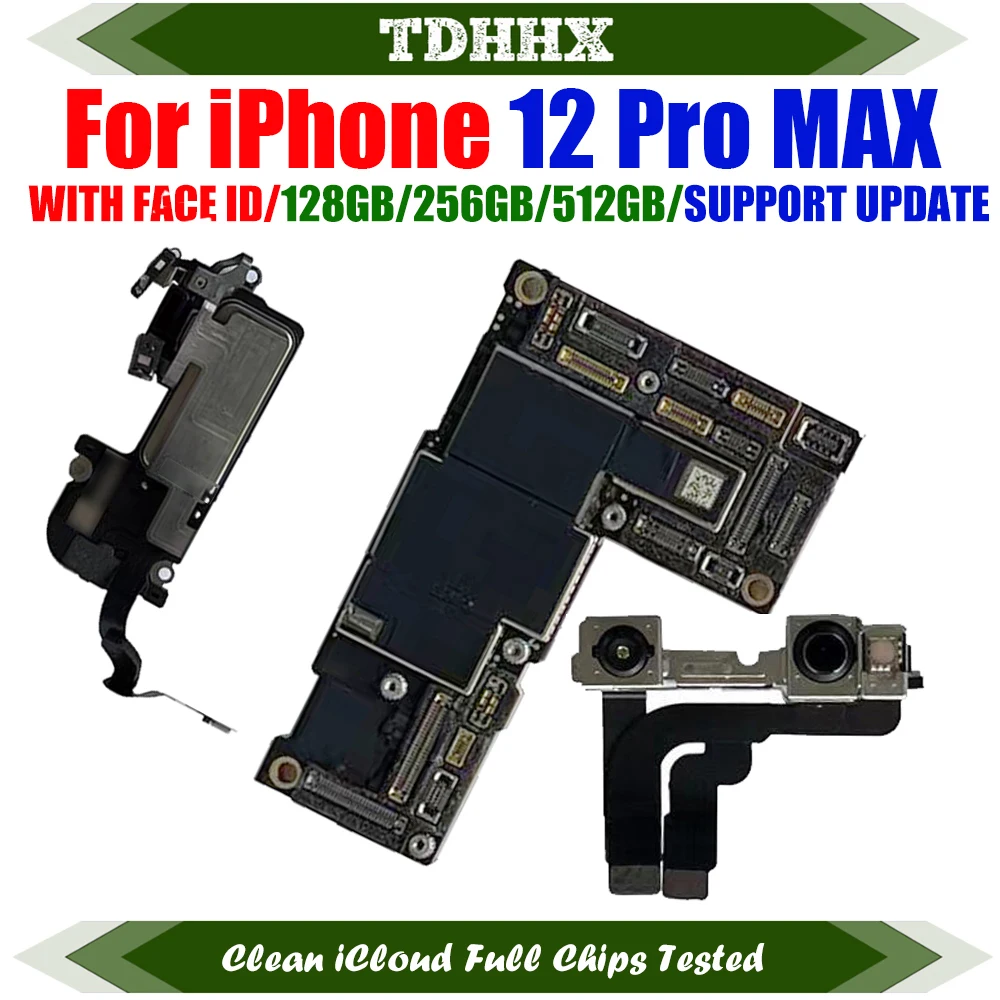 LL/A Version Clean iCloud Main Logic Board For iPhone 12 Pro Max With/No Face ID Camera Working Good Tested Motherboard Plate