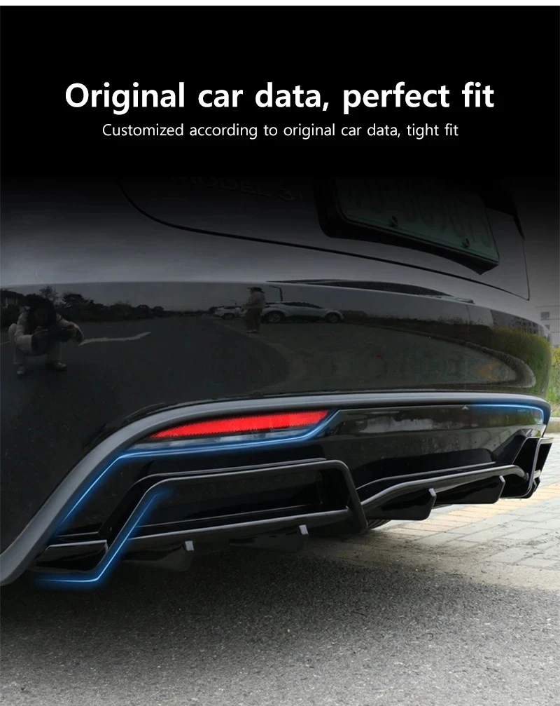 Rear Bumper Diffuser for Tesla Model 3 Highland 2024 2025 ABS Bumper Cover Rear Protector Guard Aprons Car Accessories